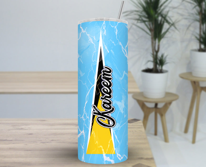 Personalized 30oz Travel Skinny Tumbler Country Flag Series - Saint Lucia Flag