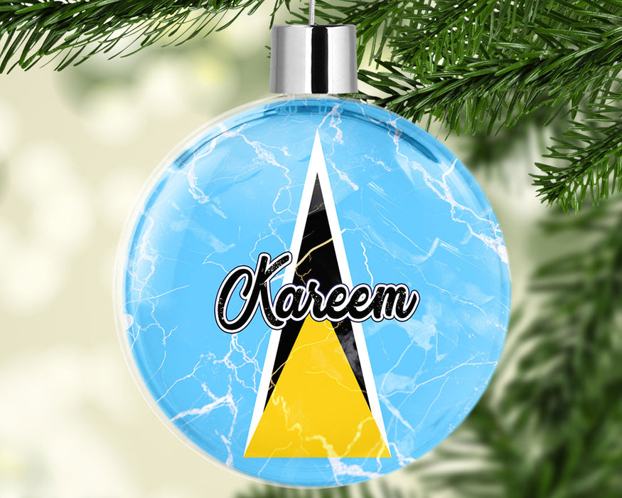 Personalized Christmas Tree Ornament Country Flag Series - Saint Lucia Flag