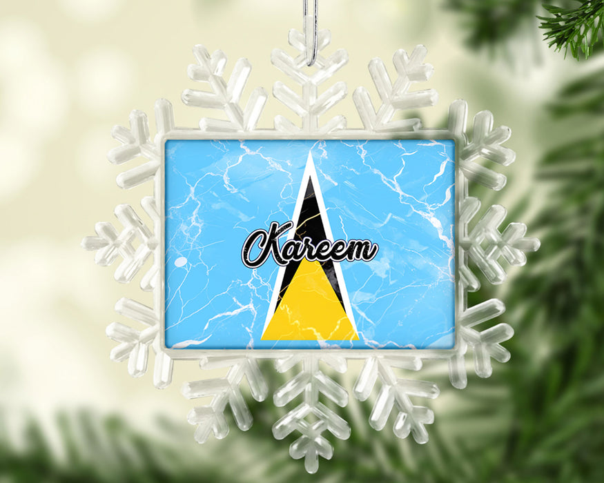 Personalized Christmas Tree Ornament Country Flag Series - Saint Lucia Flag