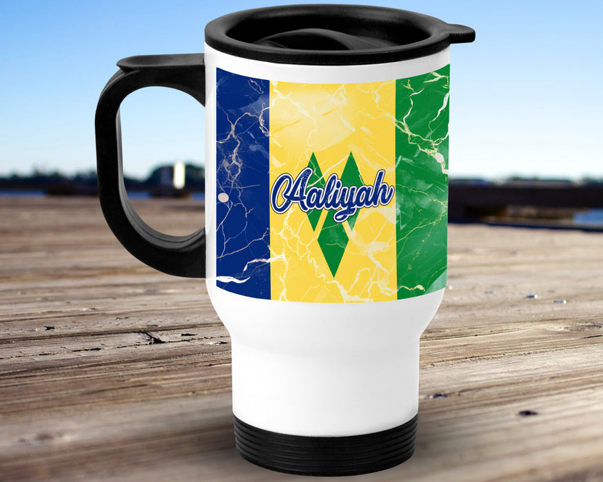 Personalized Insulated Travel Mug 14oz Country Flag Series - Saint Vincent and the Grenadines Flag