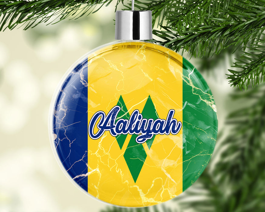 Personalized Christmas Tree Ornament Country Flag Series - Saint Vincent and the Grenadines Flag