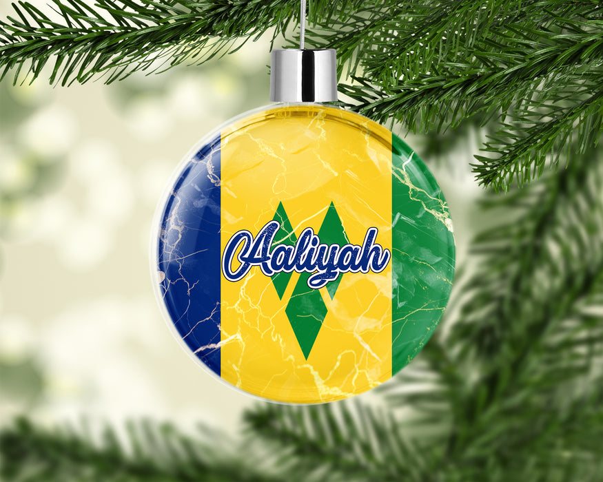 Personalized Christmas Tree Ornament Country Flag Series - Saint Vincent and the Grenadines Flag