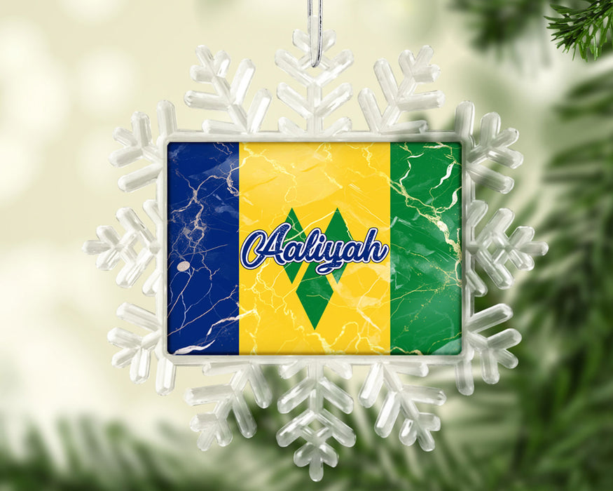 Personalized Christmas Tree Ornament Country Flag Series - Saint Vincent and the Grenadines Flag