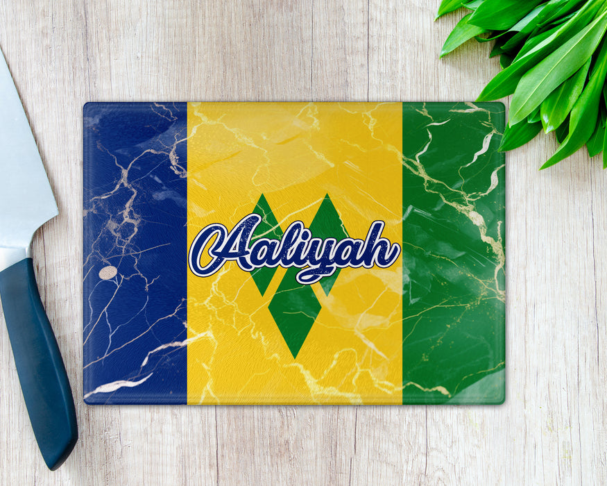 Personalized Cutting Board Country Flag Series - Saint Vincent and the Grenadines Flag