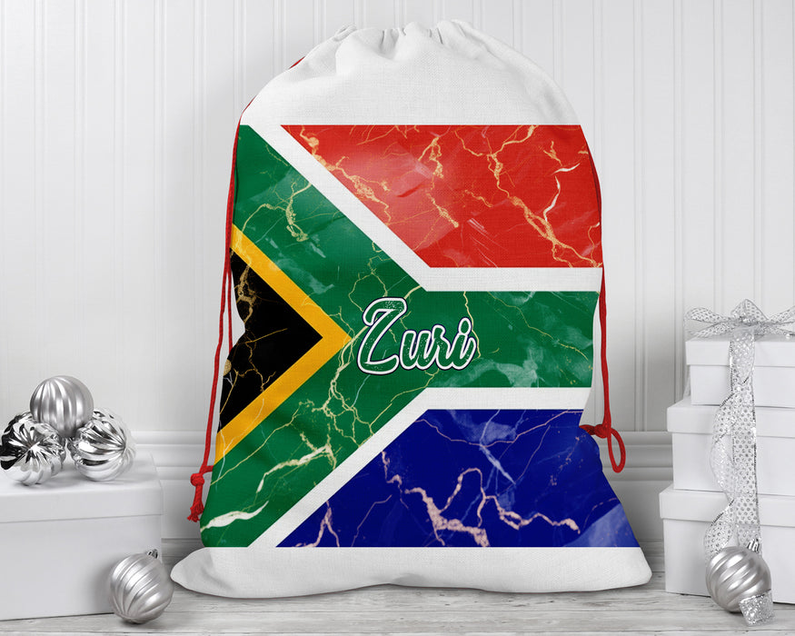 Personalized Reusable Santa Sack African Country Flag Series - South Africa Flag