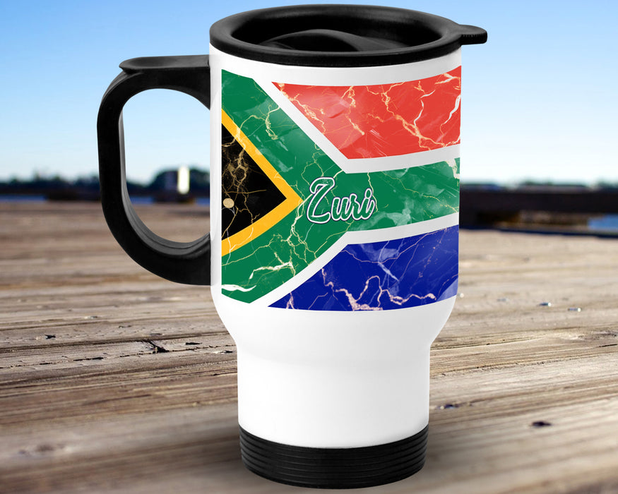 Personalized Insulated Travel Mug 14oz African Country Flag Series - South Africa Flag