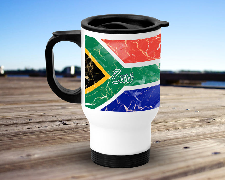 Personalized Insulated Travel Mug 14oz African Country Flag Series - South Africa Flag