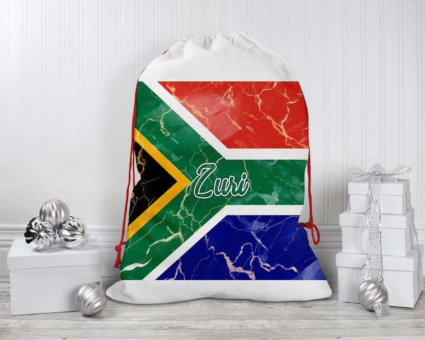 Personalized Reusable Santa Sack African Country Flag Series - South Africa Flag