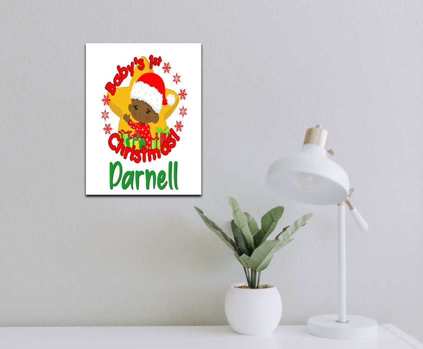 Personalized  Baby Boy First Christmas Wall Art