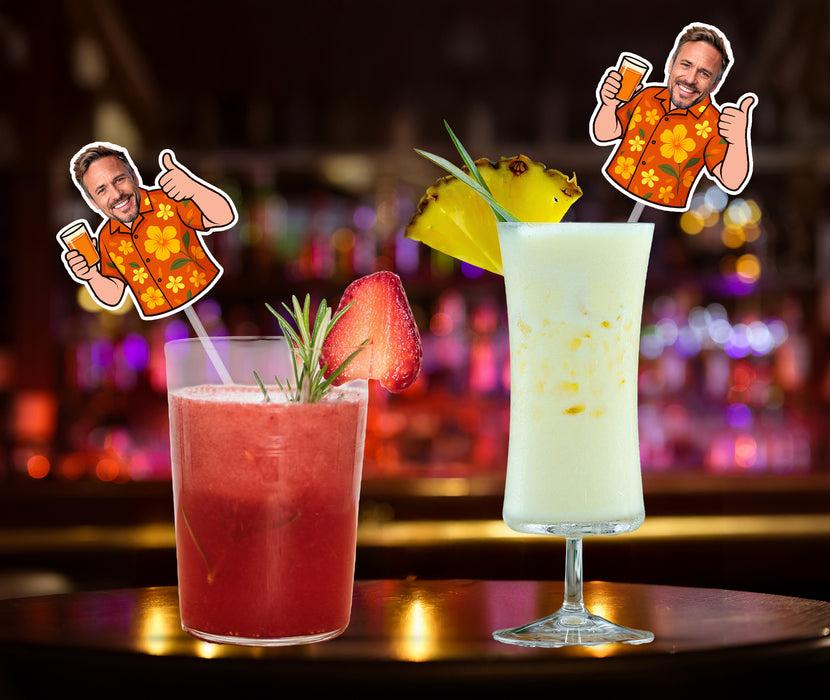 Bleu Reign Personalized Tropical Luau Face Straws