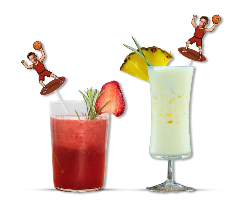 Bleu Reign Personalized Basketball Player Face Straws