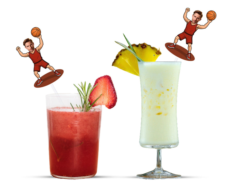 Bleu Reign Personalized Basketball Player Face Straws