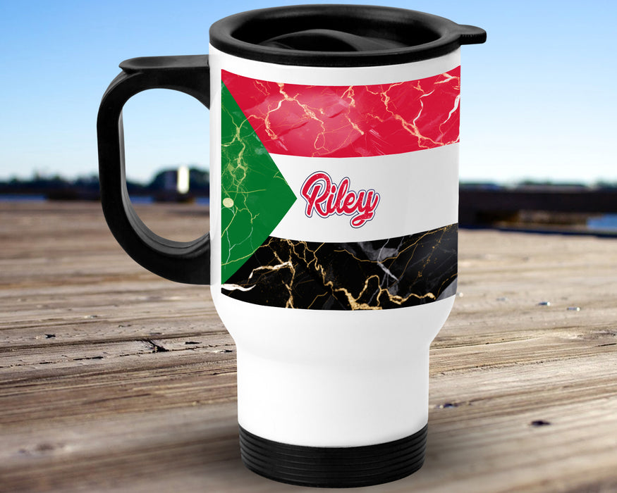 Personalized Insulated Travel Mug 14oz African Country Flag Series - Sudan Flag