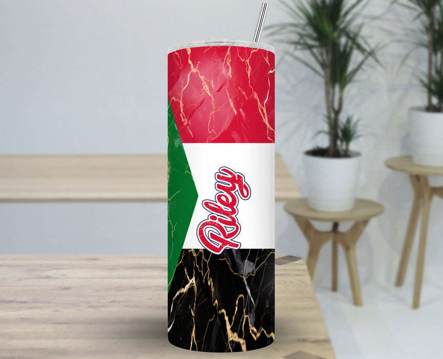 Personalized 30oz Travel Skinny Tumbler African Country Flag Series - Sudan Flag