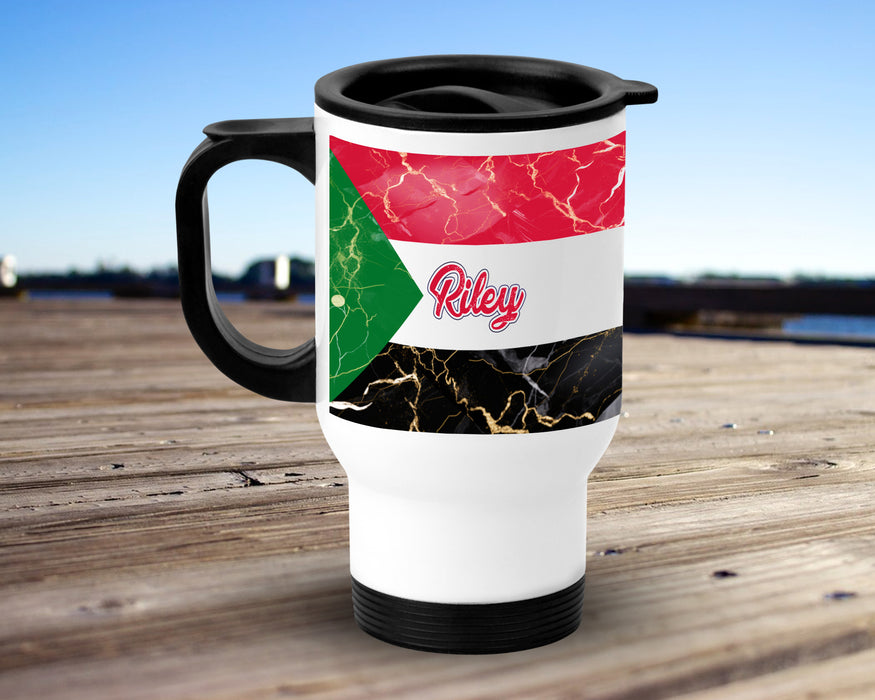 Personalized Insulated Travel Mug 14oz African Country Flag Series - Sudan Flag
