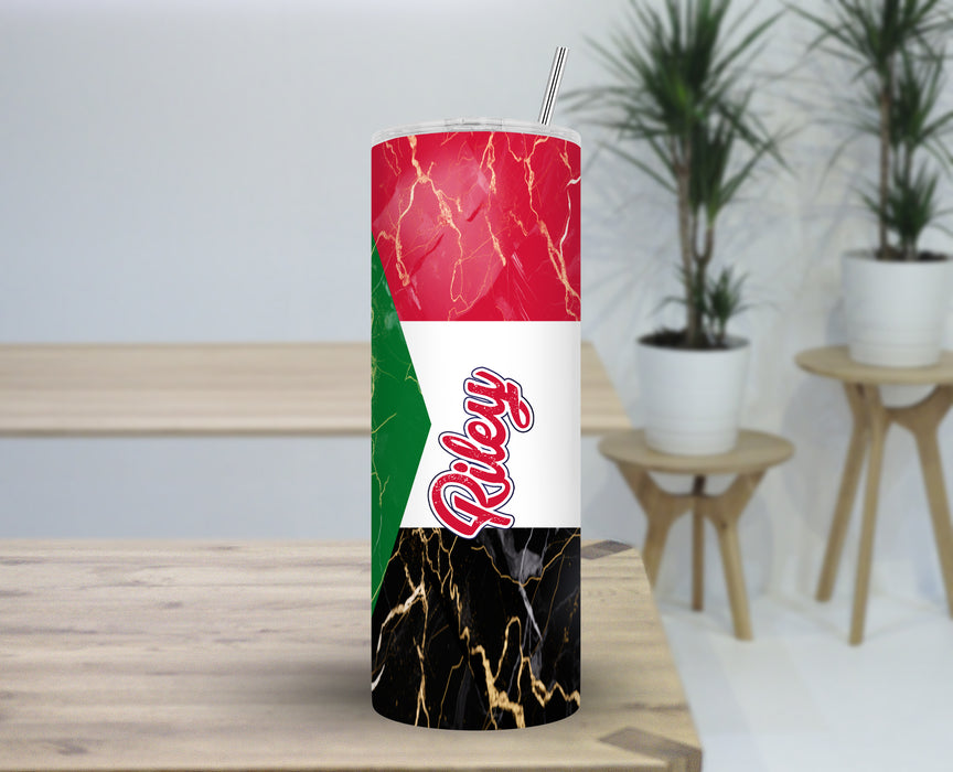 Personalized 30oz Travel Skinny Tumbler African Country Flag Series - Sudan Flag
