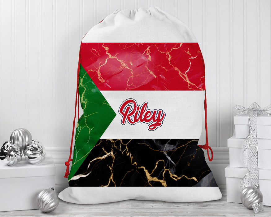 Personalized Reusable Santa Sack African Country Flag Series - Sudan Flag