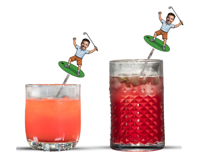 Bleu Reign Personalized Golfer Player Face Swizzle Sticks