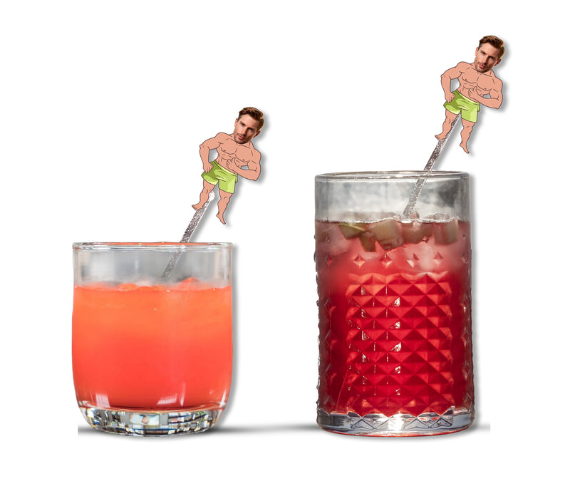 Bleu Reign Personalized Bodybuilder Face Swizzle Sticks