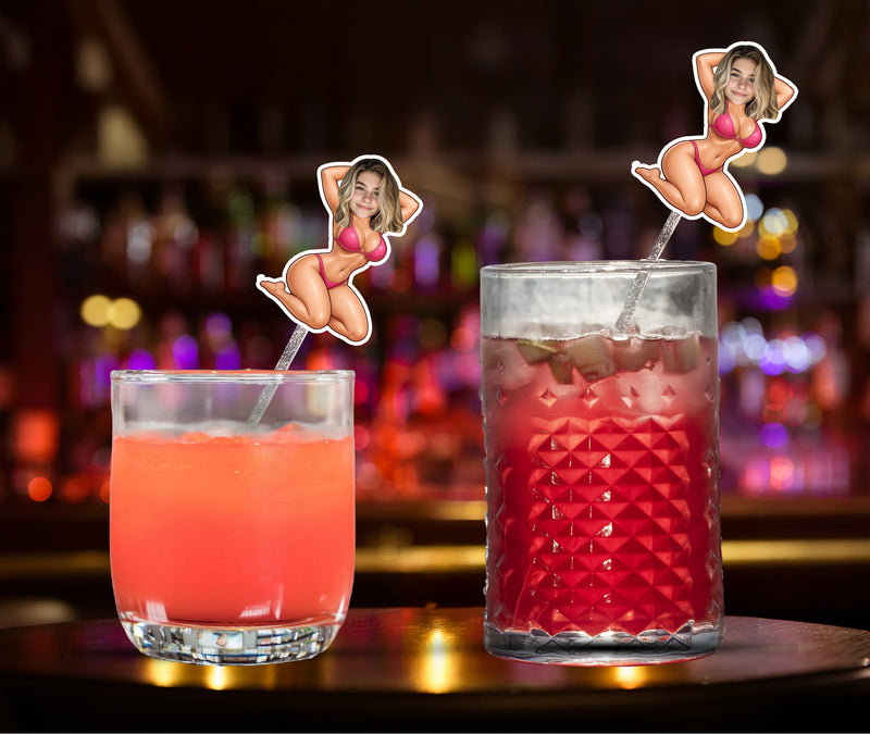 Bleu Reign Personalized Bikini Face Swizzle Sticks