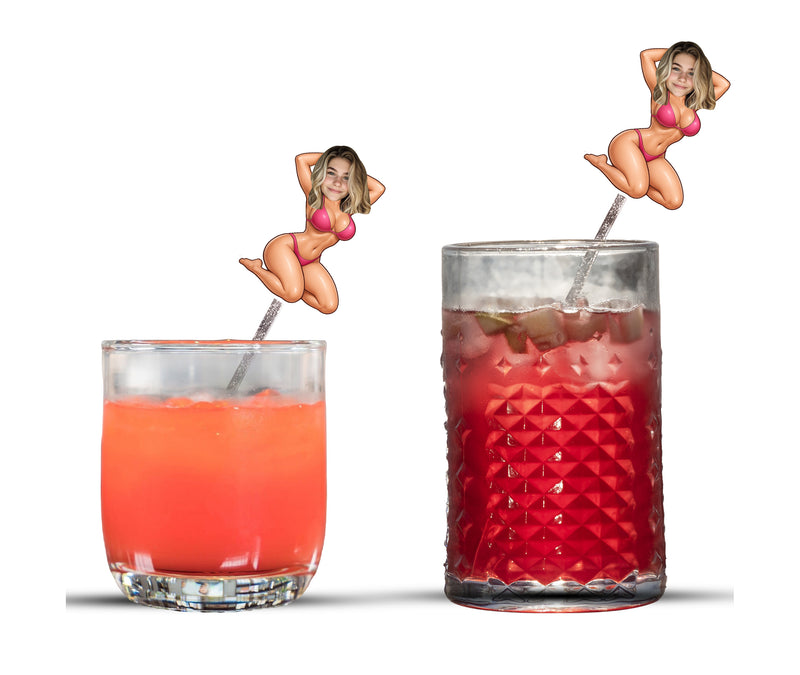 Bleu Reign Personalized Bikini Face Swizzle Sticks