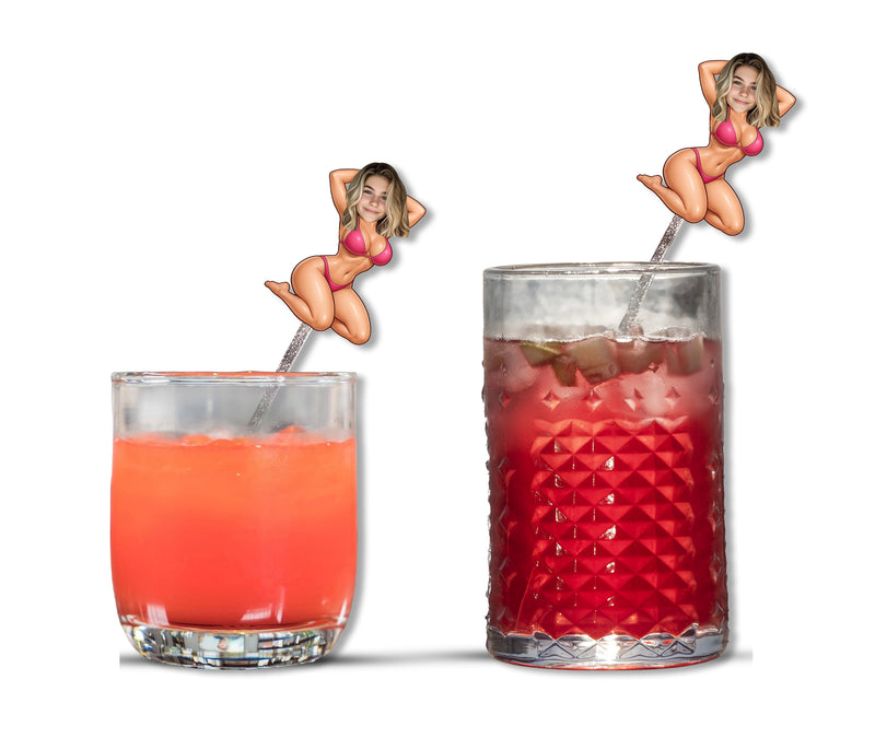 Bleu Reign Personalized Bikini Face Swizzle Sticks