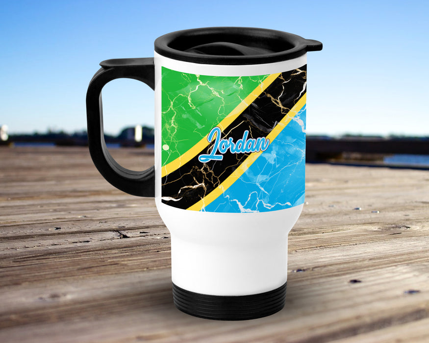 Personalized Insulated Travel Mug 14oz African Country Flag Series - Tanzania Flag