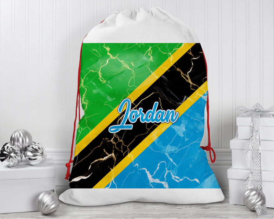 Personalized Reusable Santa Sack African Country Flag Series - Tanzania Flag