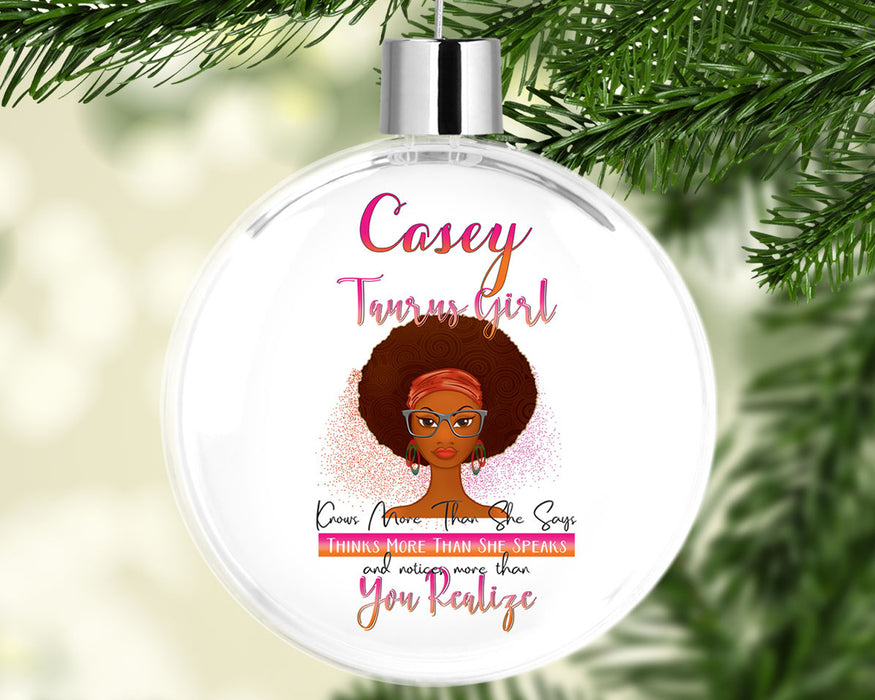 Birthday Black Queen Celebrate Zodiac Month Personalized Christmas Tree Ornament