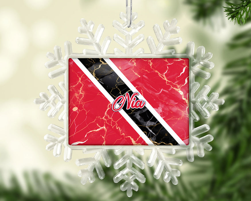 Personalized Christmas Tree Ornament Country Flag Series - Trinidad and Tobago Flag