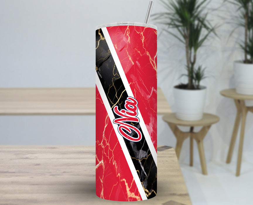 Personalized 30oz Travel Skinny Tumbler Country Flag Series - Trinidad and Tobago Flag