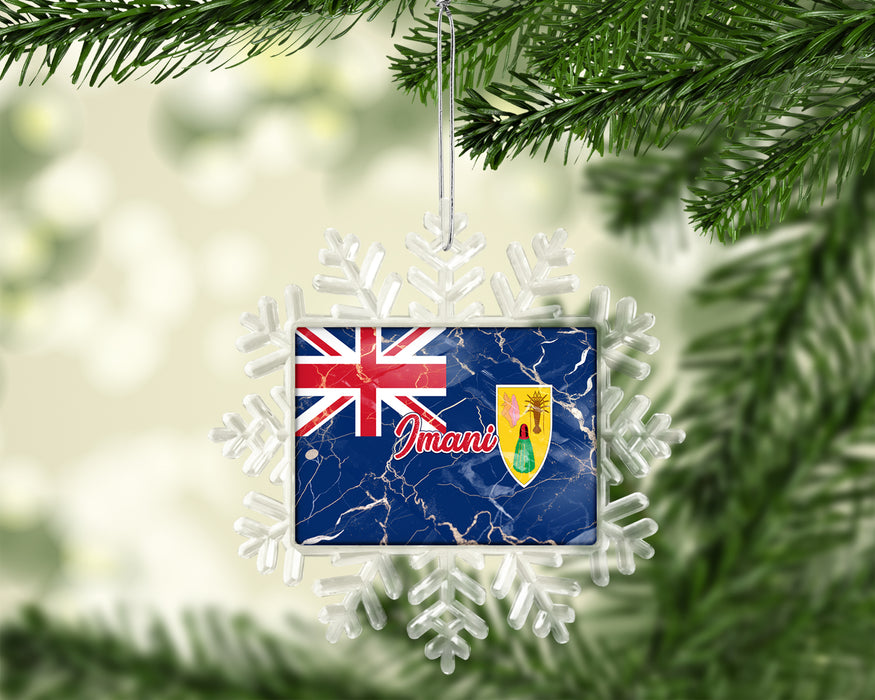 Personalized Christmas Tree Ornament Country Flag Series - Turks and Caicos Islands Flag