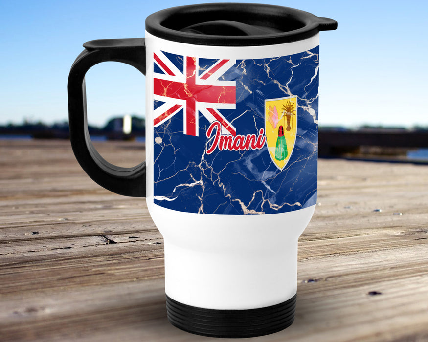 Personalized Insulated Travel Mug 14oz Country Flag Series - Turks and Caicos Islands Flag