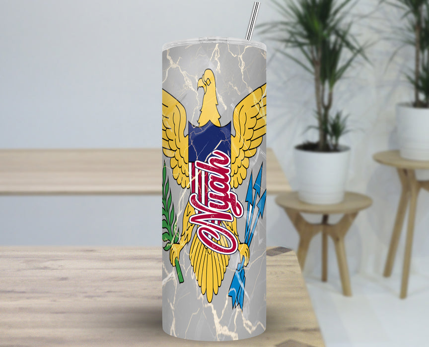 Personalized 30oz Travel Skinny Tumbler Country Flag Series - U.S. Virgin Islands Flag