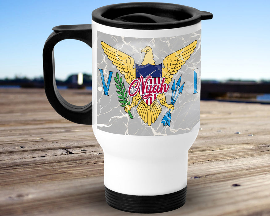 Personalized Insulated Travel Mug 14oz Country Flag Series - U.S. Virgin Islands Flag