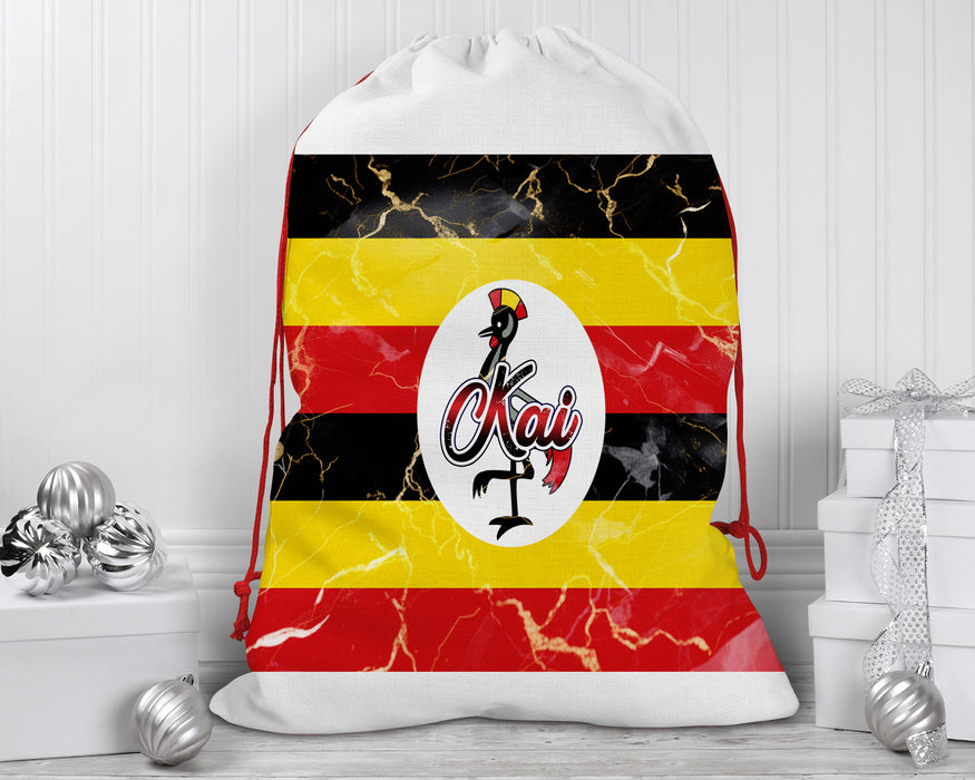 Personalized Reusable Santa Sack African Country Flag Series - Uganda Flag