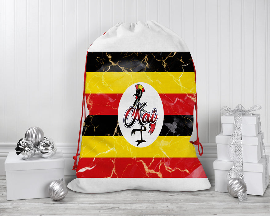 Personalized Reusable Santa Sack African Country Flag Series - Uganda Flag