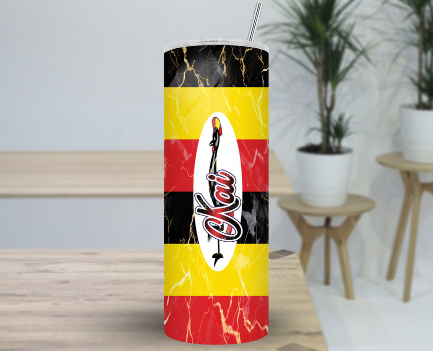 Personalized 30oz Travel Skinny Tumbler African Country Flag Series - Uganda Flag