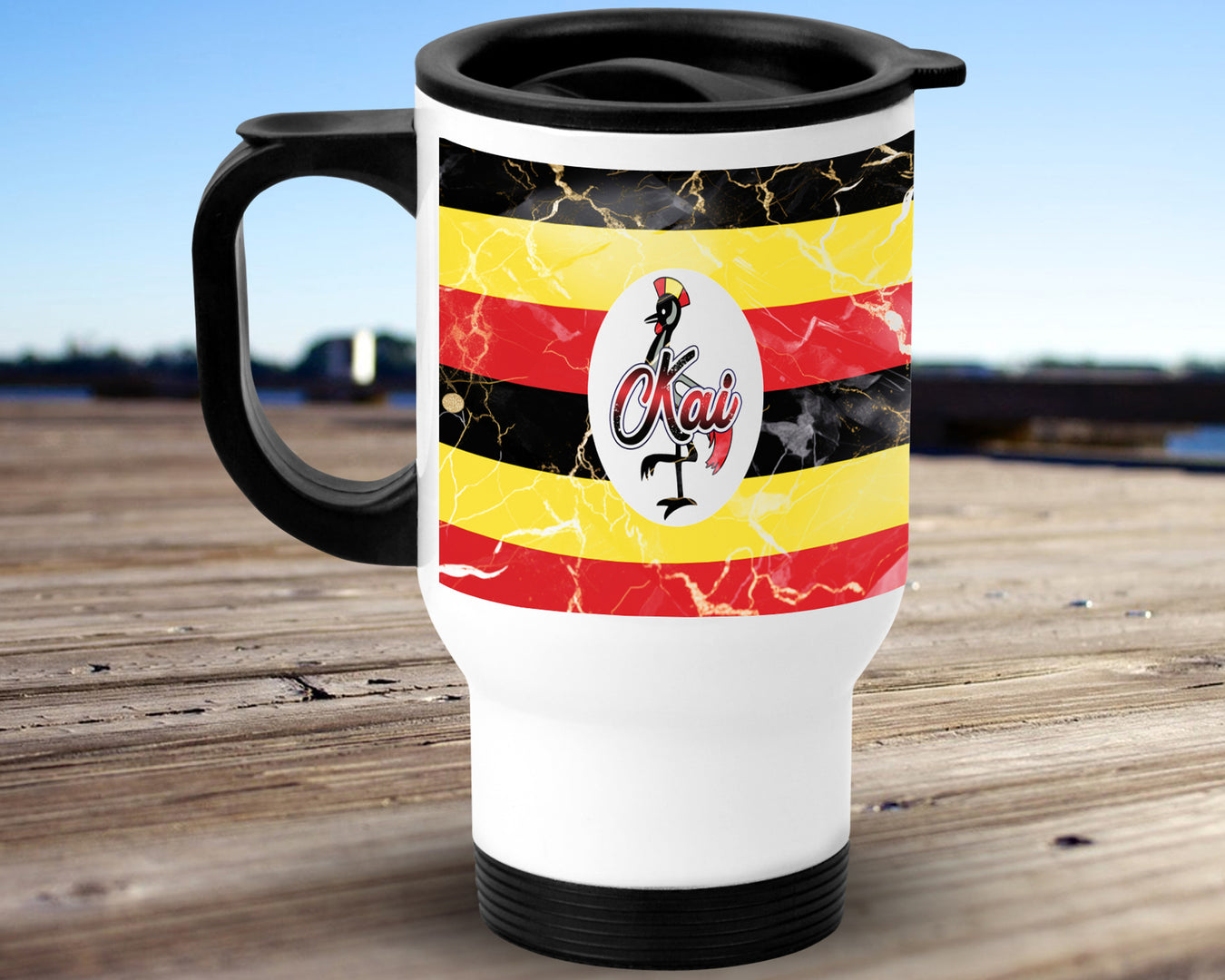 African Flag Marble Travel Mugs