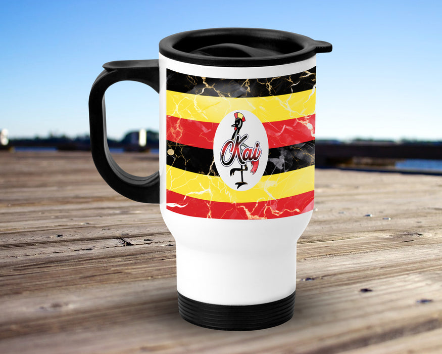 Personalized Insulated Travel Mug 14oz African Country Flag Series - Uganda Flag